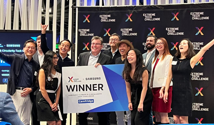Camfridge receiving the Extreme Tech Challenge Climate and Circularity award